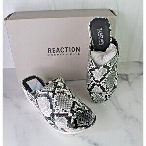 REACTION Kenneth Cole Women's Snake-Print PEPEA Slide Wedge Sandals 6 Black NIB